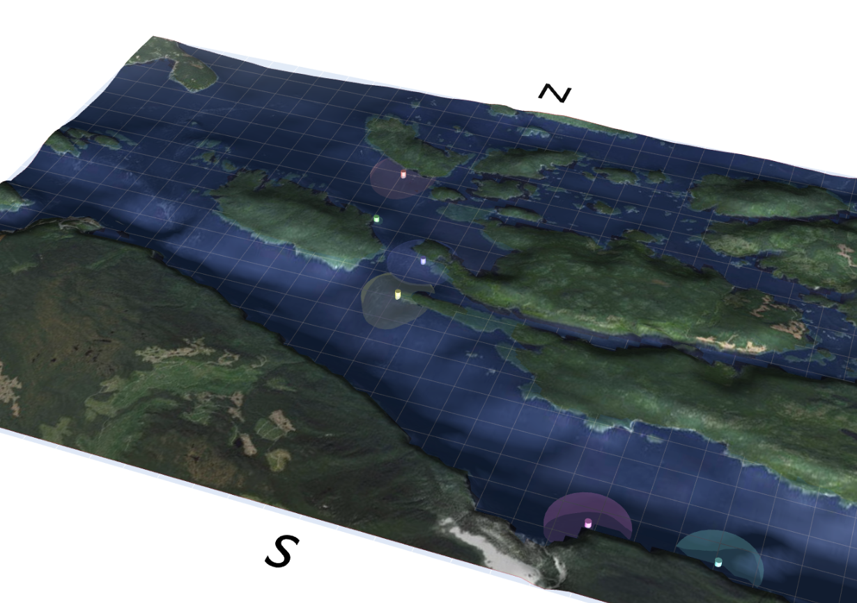 Play here with SABIOD 3D interface that represents Orcalab area (West Canada) and follow the Orca by their song (data is property of Orcalab).